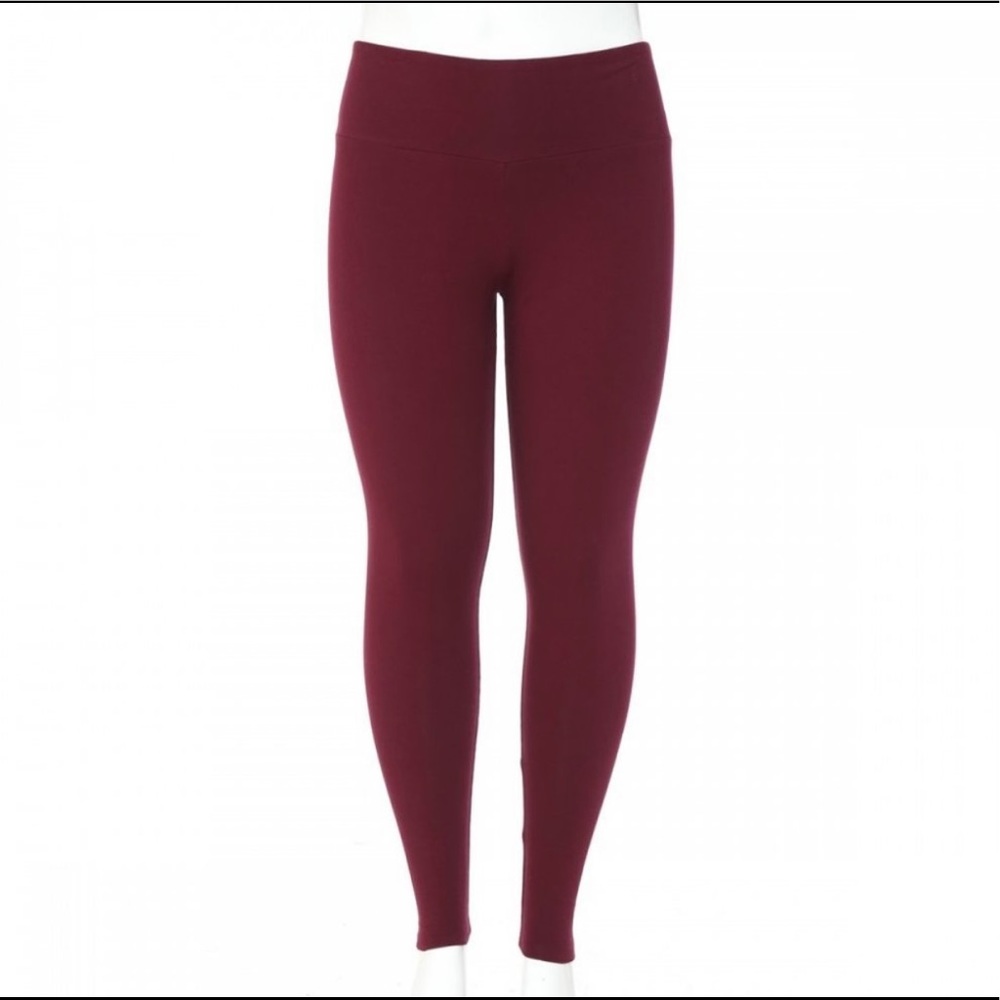 Burgundy High Waist Plus Size Leggings